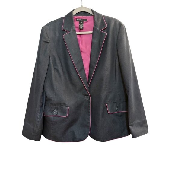 Apostrophe Women's Dark Blazer With Pink Piping & Lining 18W - Picture 2 of 8